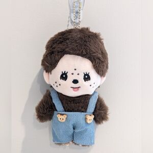 Monchichi With Blue Overalls Plush Keychain Bag Charm, NEW